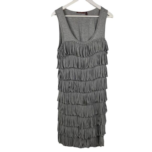 525 America Scoop Neck Fringe Dress size Large Gray - Picture 1 of 3
